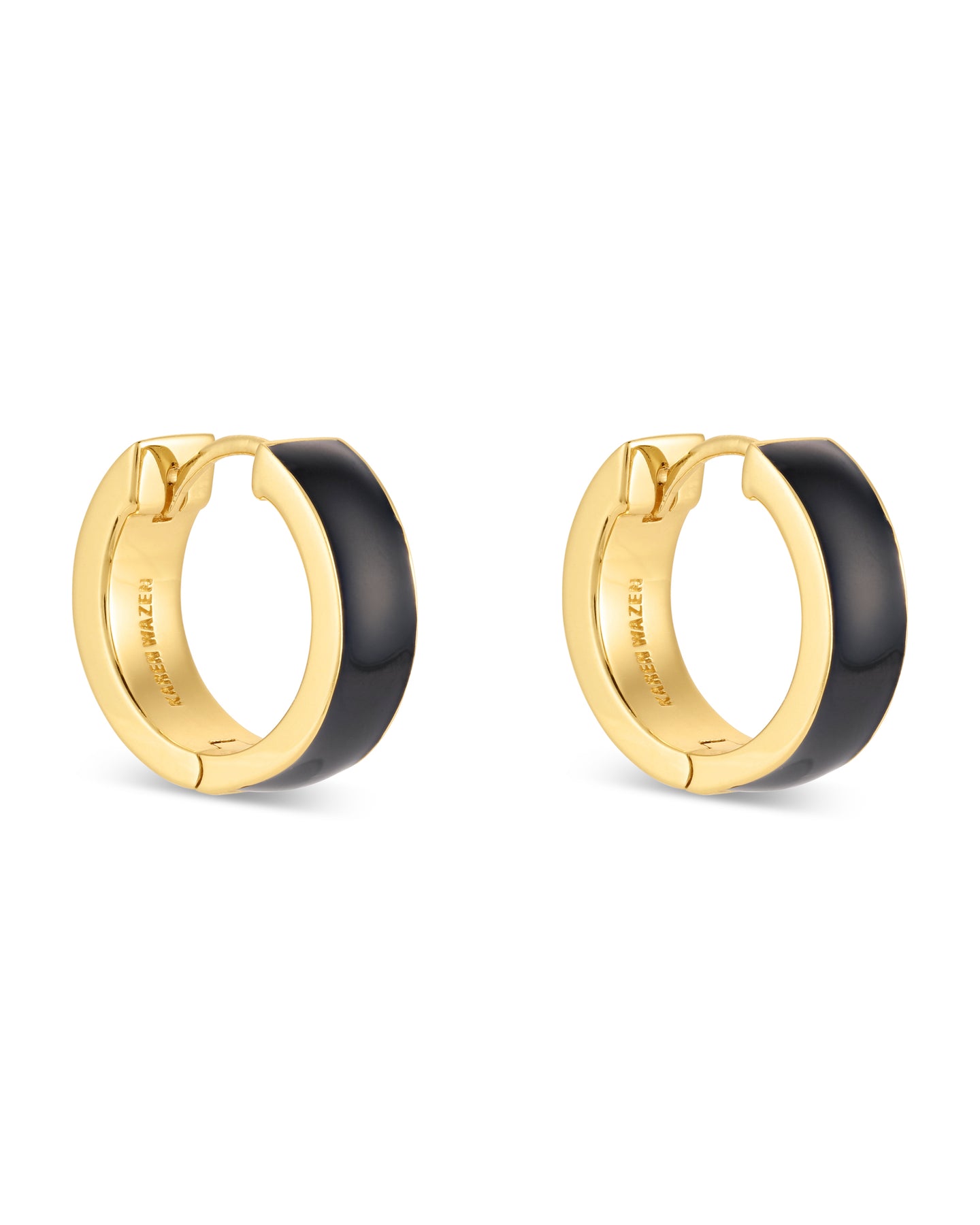 Love Links Enamel Earrings - Black on Gold